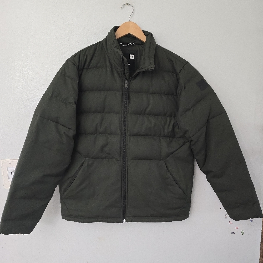 Men's Under Armour UA XSTORM Sportstyle Down Cold Jacket Green Full Zip Sz M